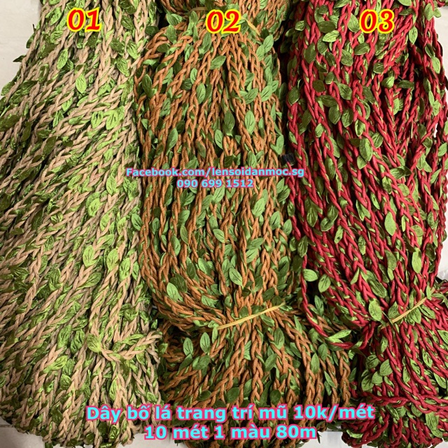 Dây bố lá trang trí mũ