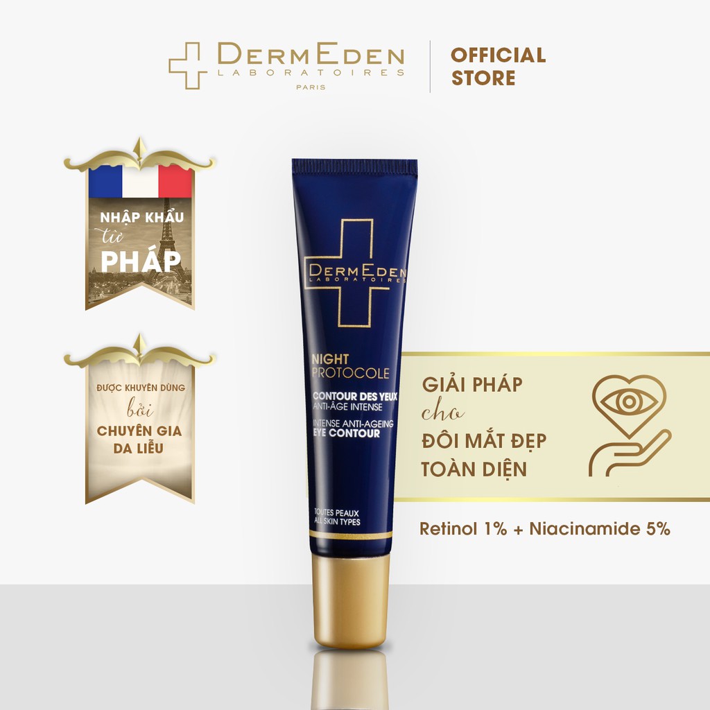 Kem mắt làm mờ quầng thâm nếp nhăn bọng mắt tàn nhang DERMEDEN Eye Contour Retinol 1% + Niacinamide 5%