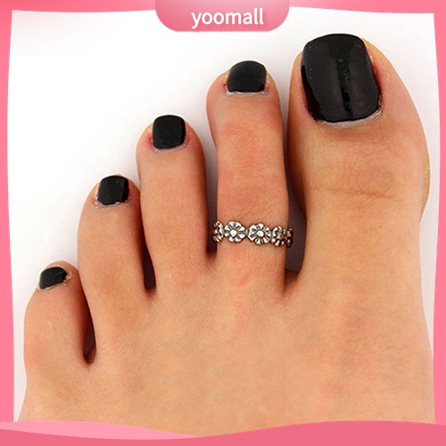 Yomall♡ Set 2 Nhẫn Ngón Chân Mạ Bạc Phong Cách Vintage