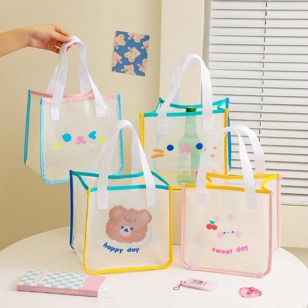 Túi Đeo Vai Bằng PVC Trong Suốt Hình Gấu / Thỏ Dễ Thương Thời Trang Đi Biển Mùa Hè Cho Nữ