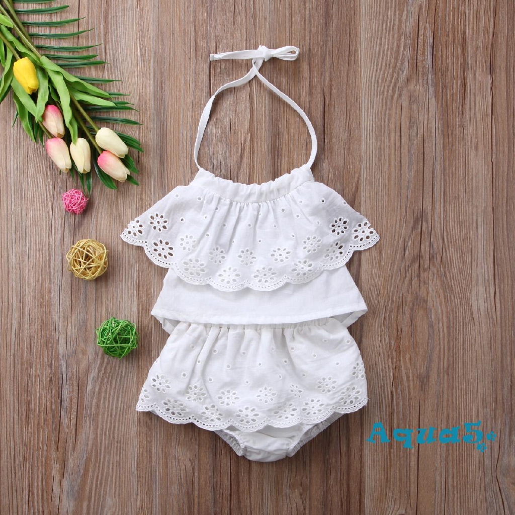 Áo cổ yếm kèm quần short mùa hè cho bé gái
