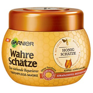 Kem ủ tóc Garnier Wahre Schätze Honig Schätze Kur (300ml) phục hồi và tái tạo tóc hư hỏng, tóc giòn