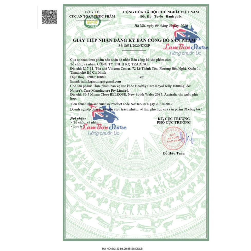 Sữa Ong Chúa Healthy Care Royal Jelly 1000MG 365 viên - Xuất xứ Úc