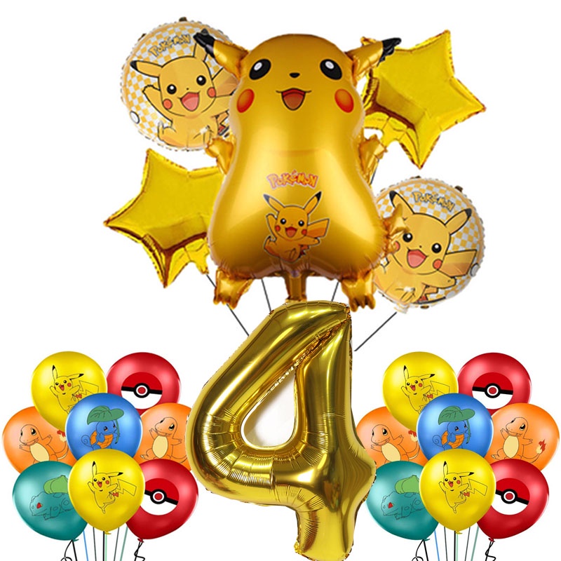 Bong Bóng Hình Pikachu Hoạt Hình Dùng Một Lần Trang Trí Tiệc Sinh Nhật Cho Bé