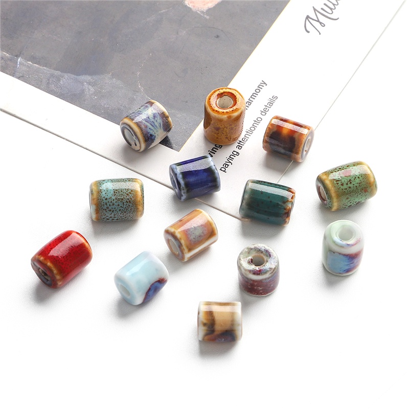 Set 10 ống gốm sứ 10x9mm làm trang sức thủ công