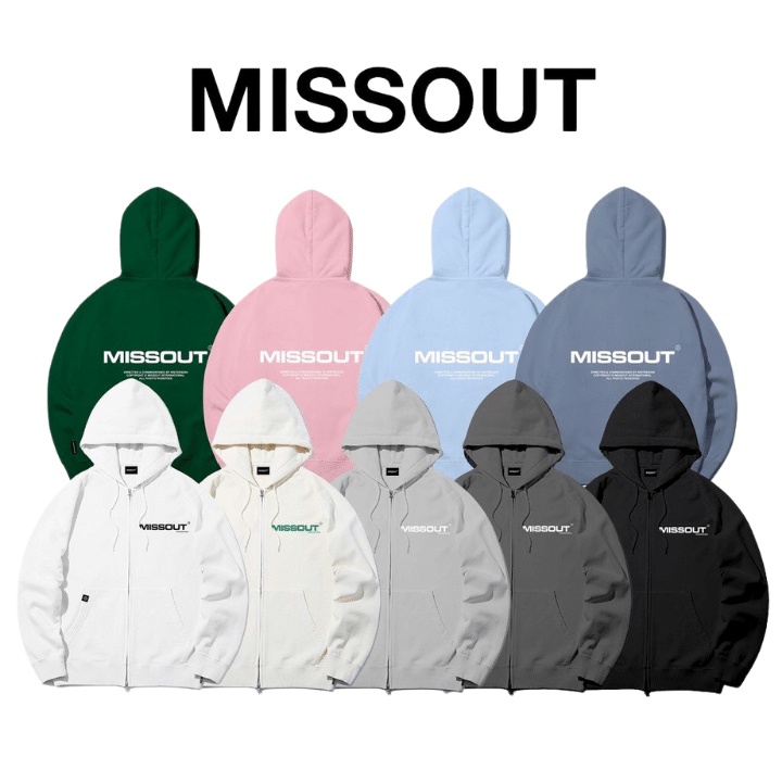 Áo Khoác Hoodie Zip MISSOUT Mũ Trùm Unisex Chất Vải Nỉ Bông Hàng Có Sẵn