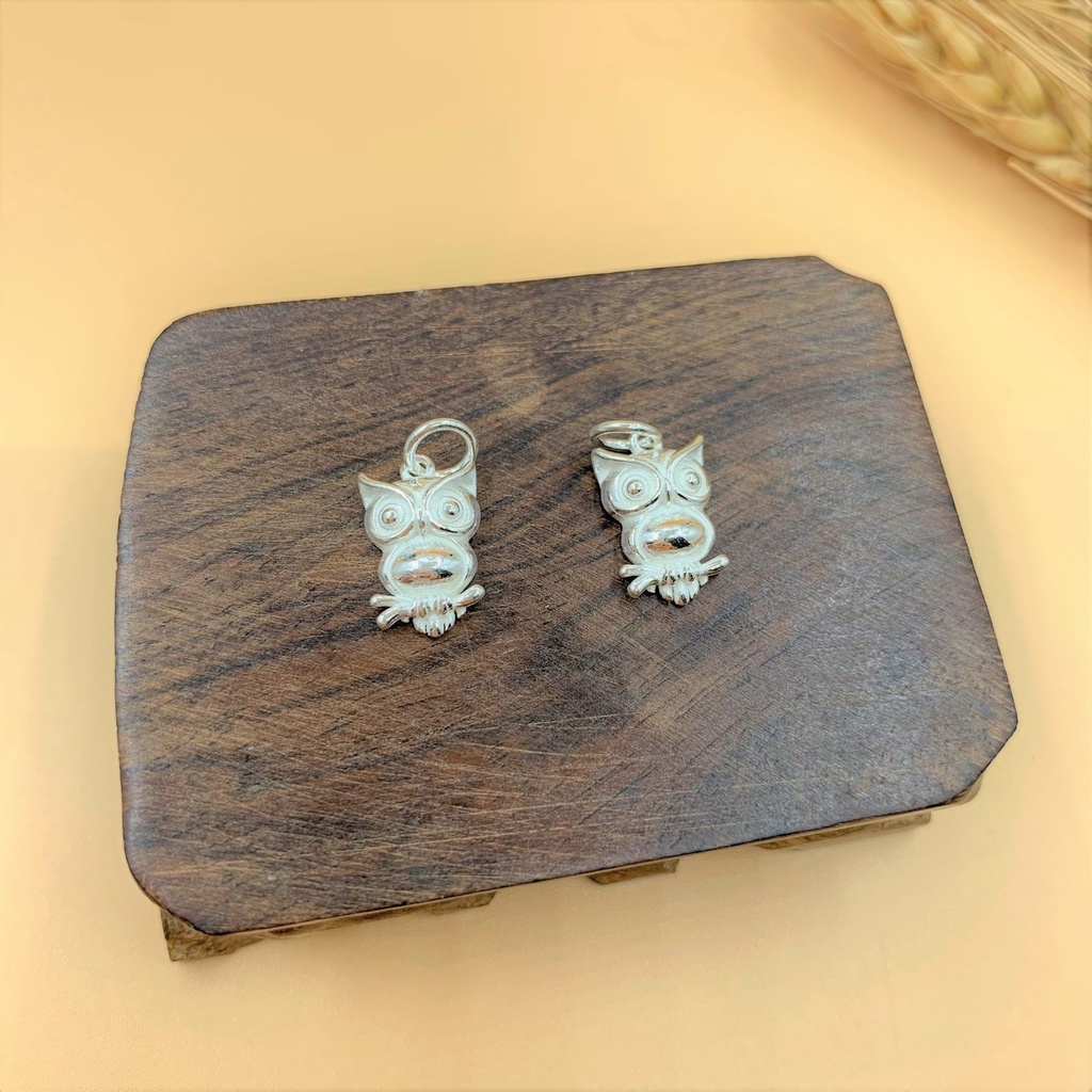 Charm móc treo hình cú đêm Night Owl đậu cành cây - Charm Bạc 925 - Mã CA505