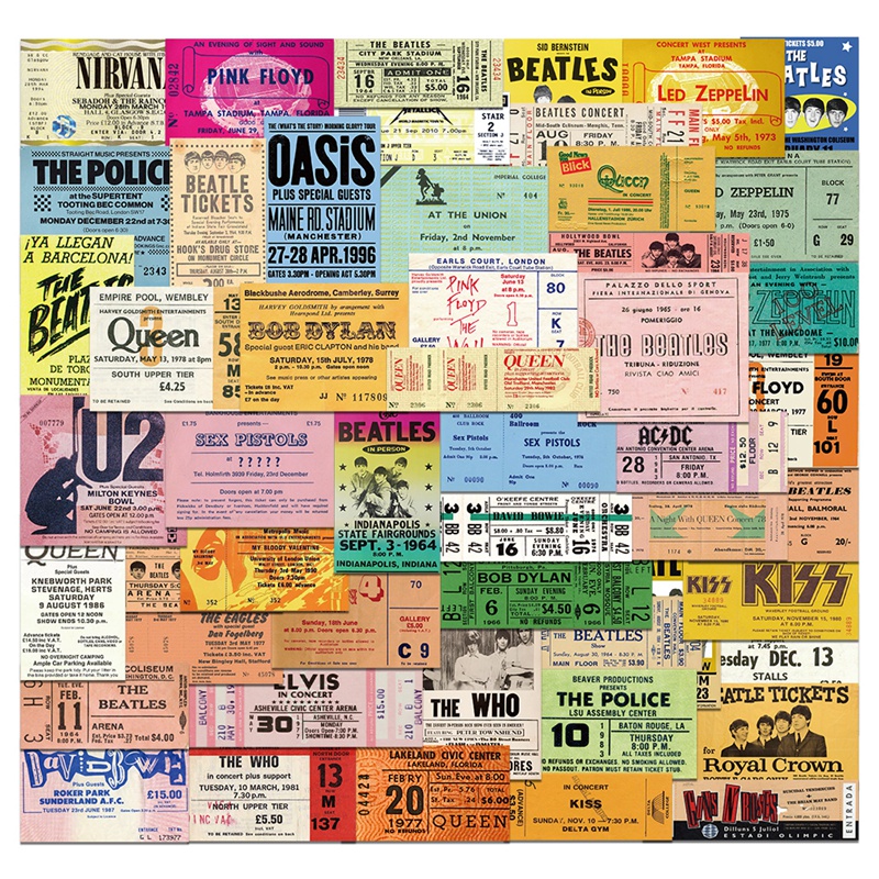 Set 50 Nhãn Dán Trang Trí Sổ Tay/Sổ Tay Hình Vé Máy Bay Vintage 90s