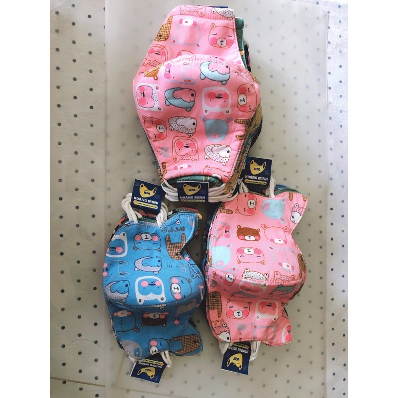 Khẩu Trang Vải Em Bé 2 Lớp Cao Cấp họa tiết gấu (Size Nhí & Trung) | BigBuy360 - bigbuy360.vn