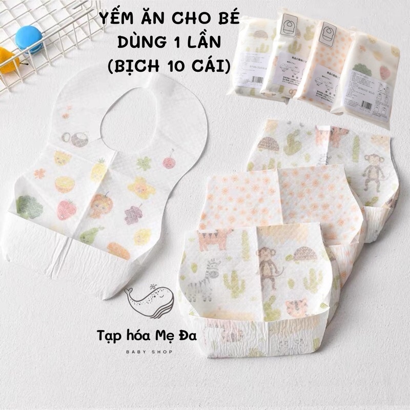 Set 10 yếm giấy ăn dặm thấm hút tốt cho bé sử dụng một lần vệ sinh nhanh gọn phù hợp đi du lịch