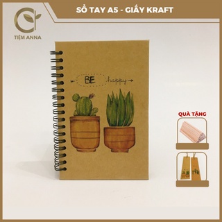 Sổ tay- Sổ tay ghi chép vintage, handmade giấy Kraft khổ A5 - Be Happy