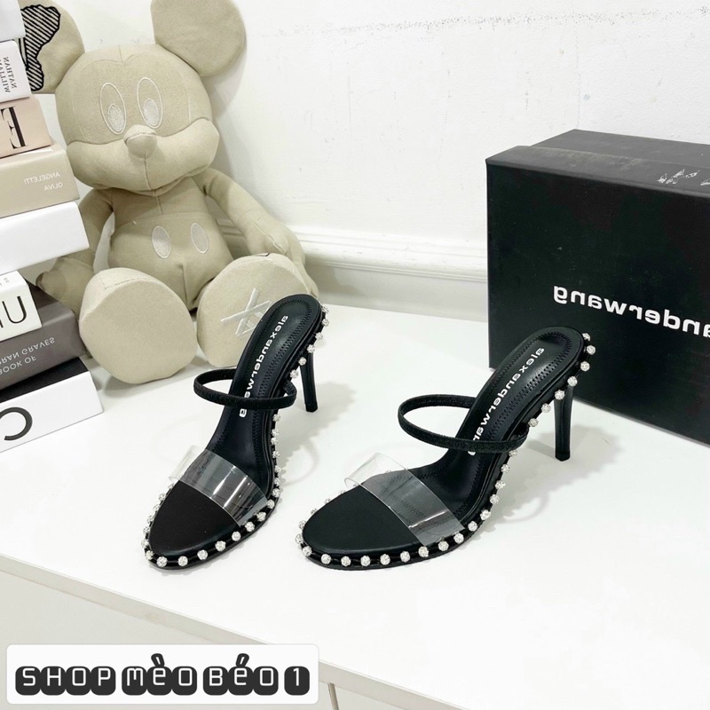 Sandal alex wang quai mica ngang gót nhọn viền bi fullbox