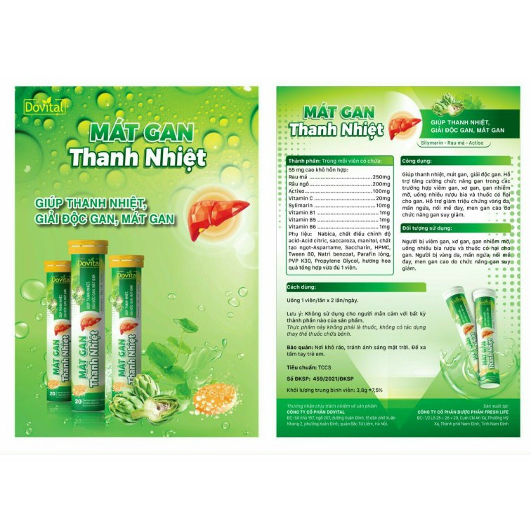 Viên sủi 1 tuýp 20 viên. Bổ sung Vitamin C, B, PP, Actiso. Tăng sức đề kháng. Bổ Thận Mát gan, giảm mệt mỏi căng thẳng | Thế Giới Skin Care