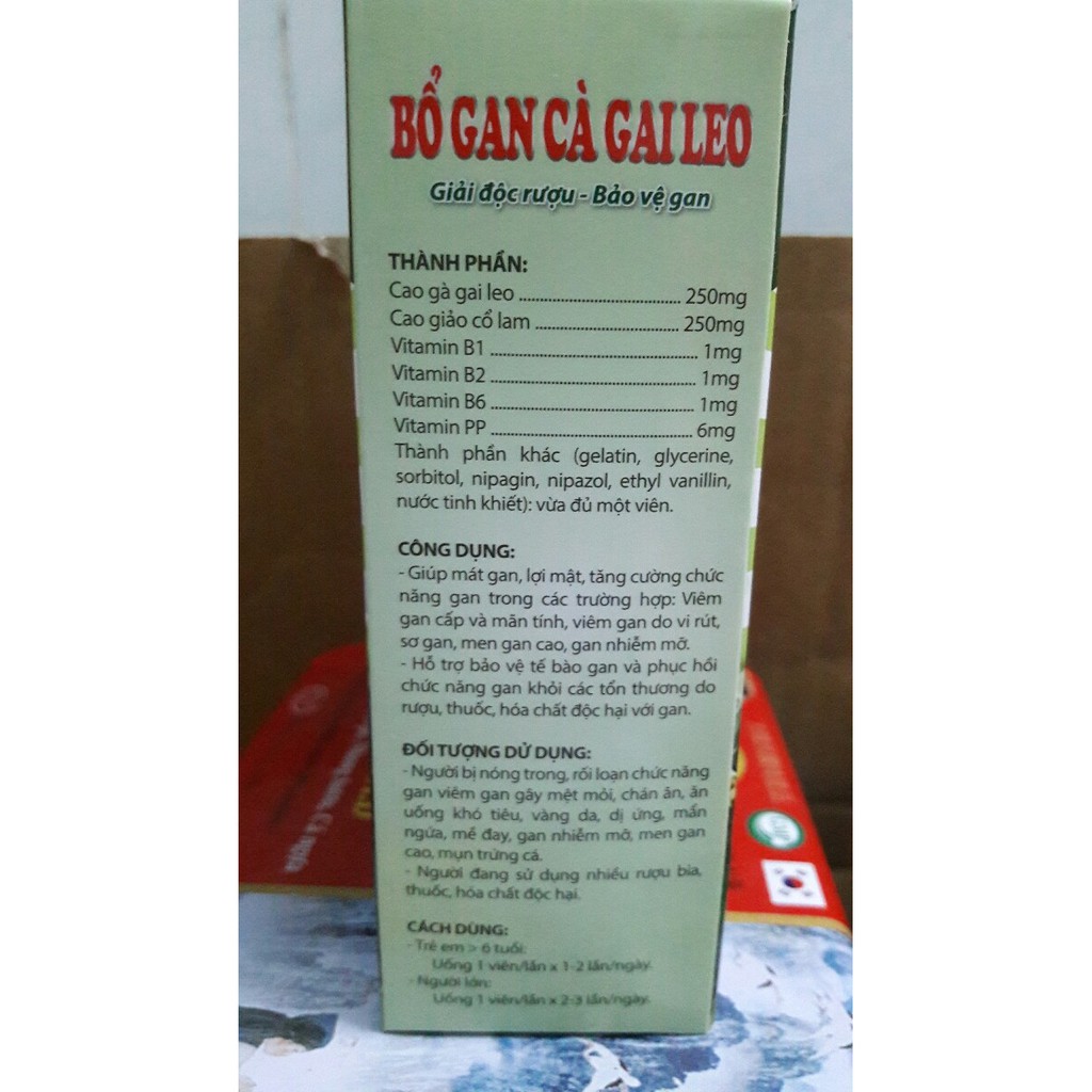 VIÊN UỐNG BỔ GAN CÀ GAI LEO - GIẢI ĐỘC GAN - HẠ MEN GAN - GAN NHIỄM MỠ - NGUYÊN LIỆU NHẬP KHẨU - HỘP 60 VIÊN