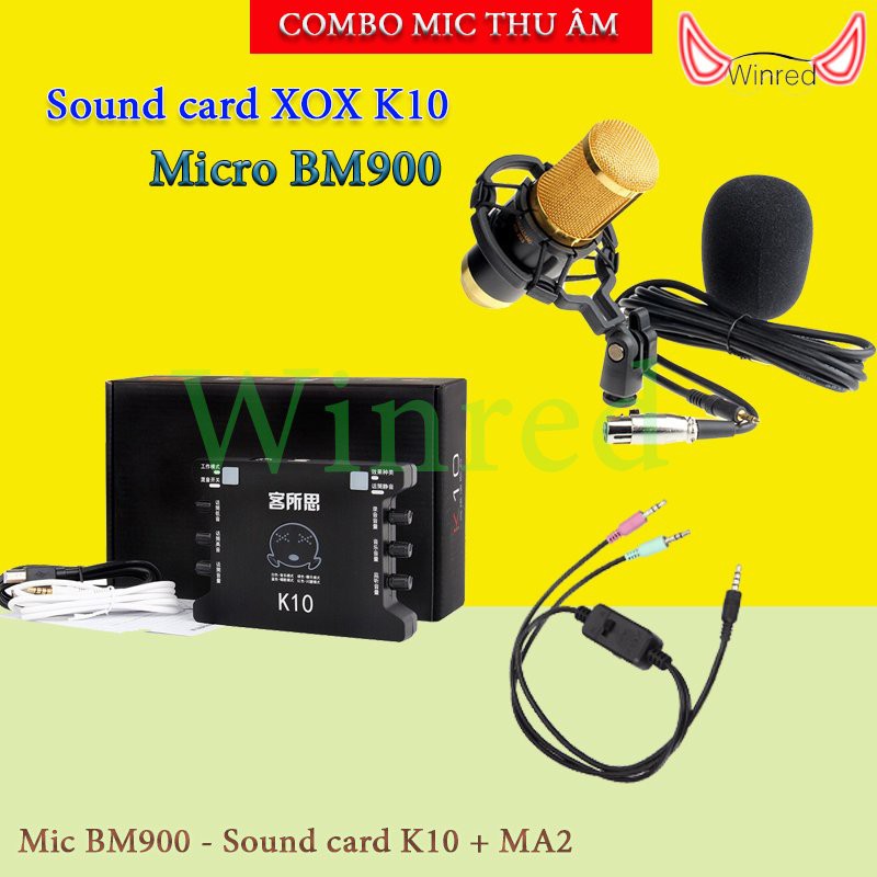 MIC THU ÂM KARAOKE BM900 SOUND CARD XOX K10 DÂY LIVESTREAM MA2 - BỘ MIC THU ÂM ĐẦY ĐỦ ♥️♥️