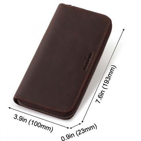 Ví Da Ngựa HUMERPAUL Có Khóa Kéo Đựng Thẻ RFID Thời Trang