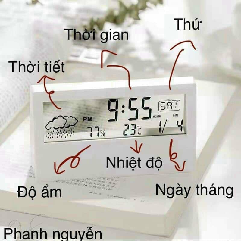 Đồng Hồ Báo Thức Điện Tử Led Để Bàn Thiết Kế Trong Suốt Độc Đáo xem giờ, ngày tháng, đo nhiệt độ độ ẩm