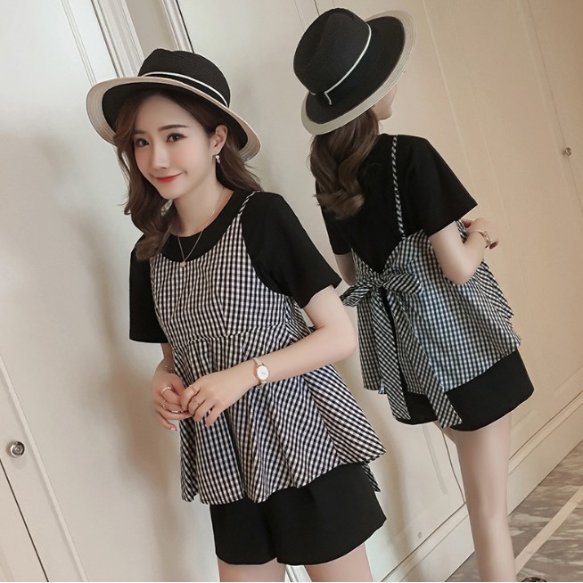 Set áo thun ngắn tay + quần ngắn thoải mái cho bà bầu