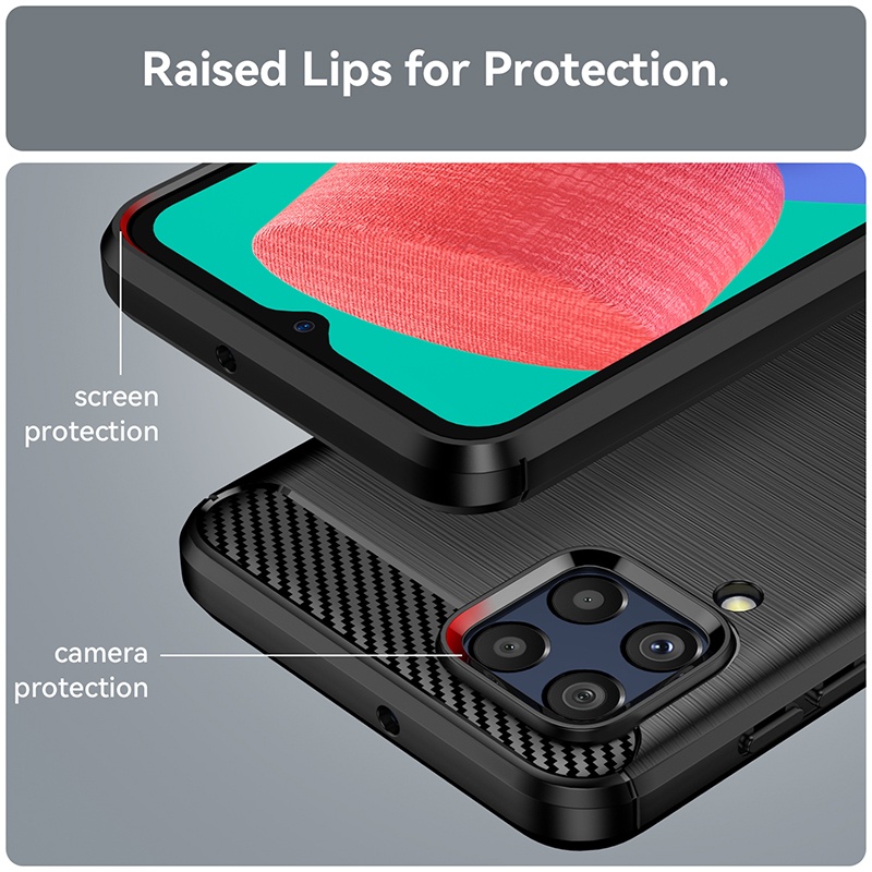 Ốp điện thoại mềm họa tiết sợi Carbon màu đen cho Samsung Galaxy M33 M53 M52 M23 A73 A03 A33 A53 A52 A52S A13 5G