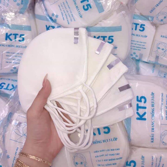 Khẩu trang KT5 3 lớp có nẹp sắt nguyên túi