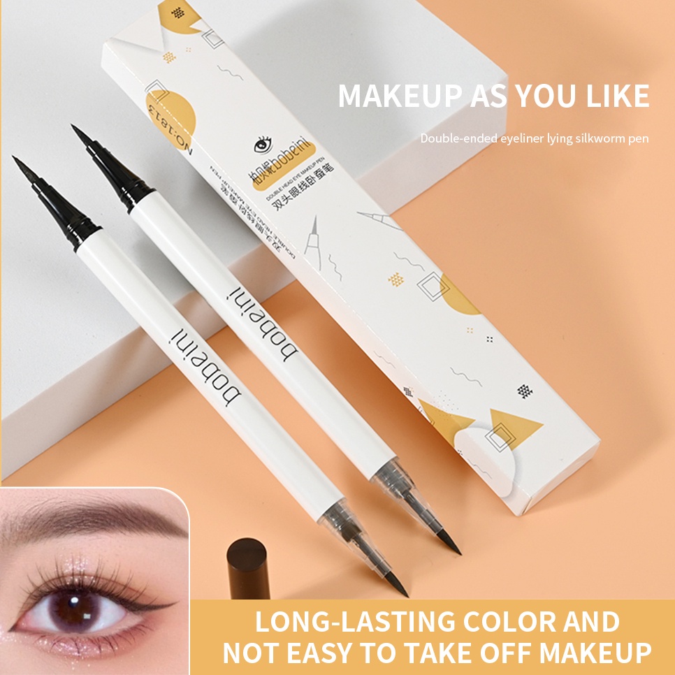 Bút Kẻ Mắt Nước 2 Trong 1 Màu Đen Chống Nước Lâu Trôi Không Lem Mau Khô