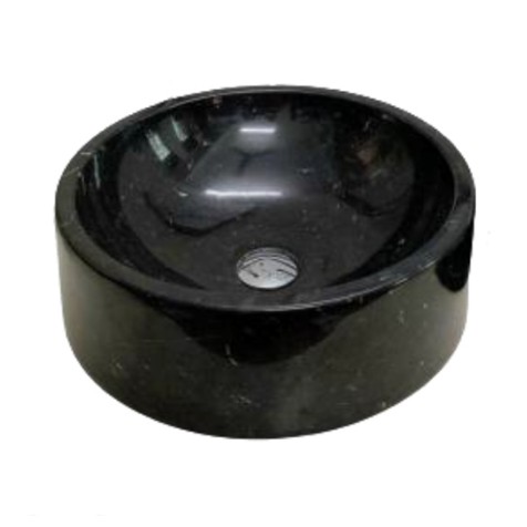 chậu lavabo đá tự nhiên chậu tròn vát lòng đá đen ý