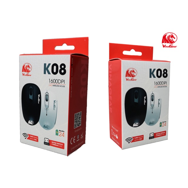 Chuột máy tính không dây, mouse VINAGEAR K08