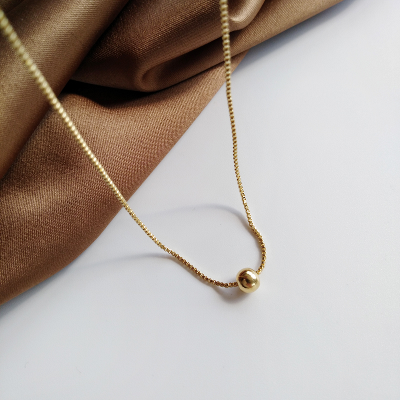 Vòng cổ Mạ Vàng 14K Mặt Quả Cầu Nhỏ Thời Trang