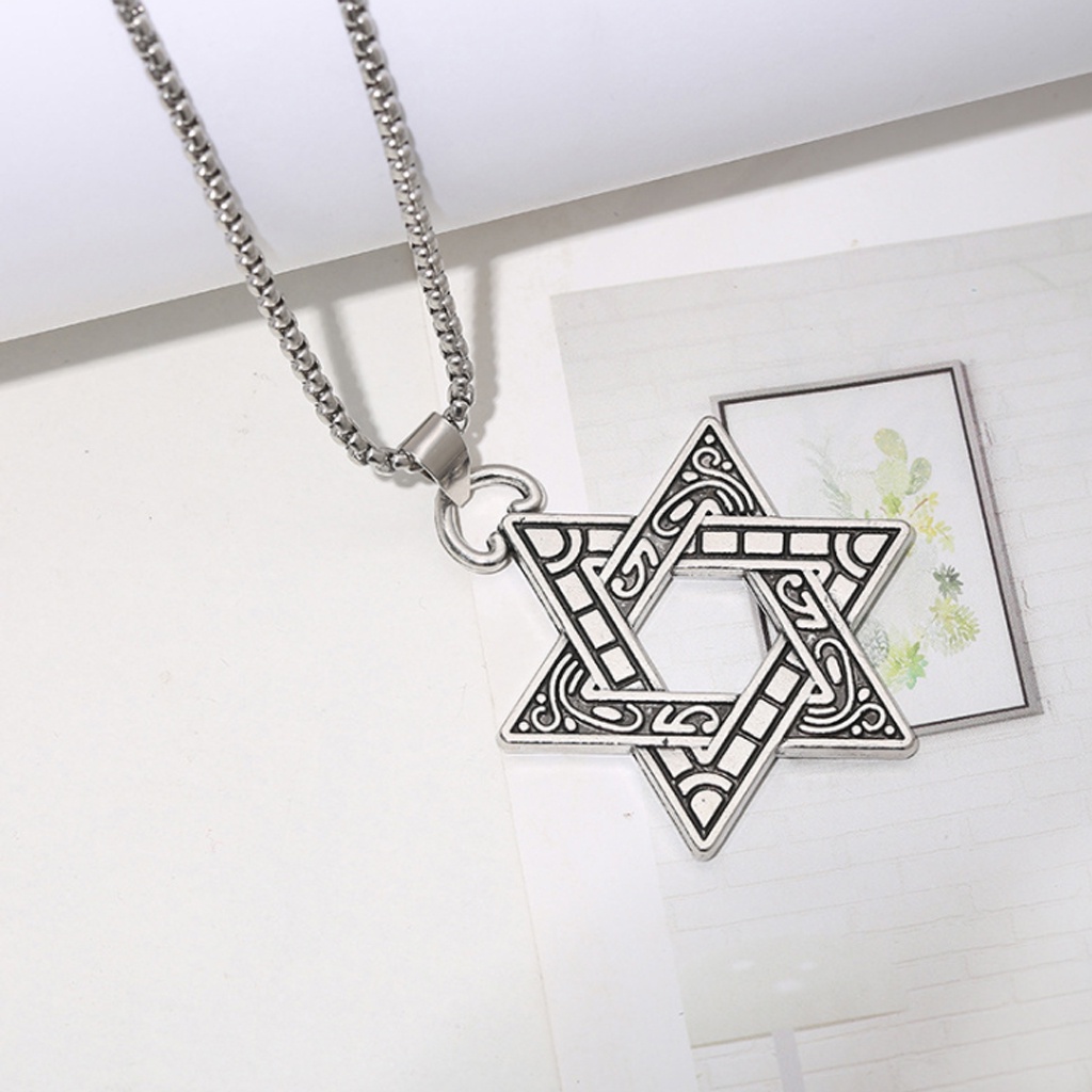 Dây chuyền nam nữ mạ bạc sáng bóng hình mặt ngôi sao, phong cách thời trang cá tính