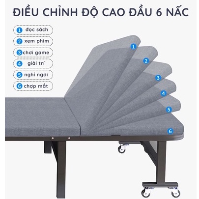Giường gấp gọn nghỉ trưa văn phòng, Ghế xếp thông minh có bánh xe, Giường xếp sinh viên bệnh viện đa năng khung thép