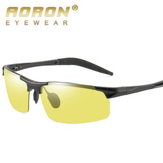 Kính Nam AORON 8177 đổi màu đi ngày và đêm gọng Nhôm Magiê nhẹ, mắt kính polarized phân cực, chống tia UV chuẩn UV 400