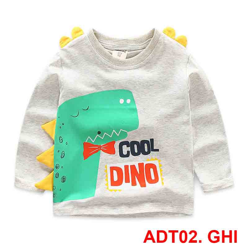 Áo cotton dài tay Cool-Animal cao cấp xuất Hàn mặc thu đông cho bé trai bé gái ADT02