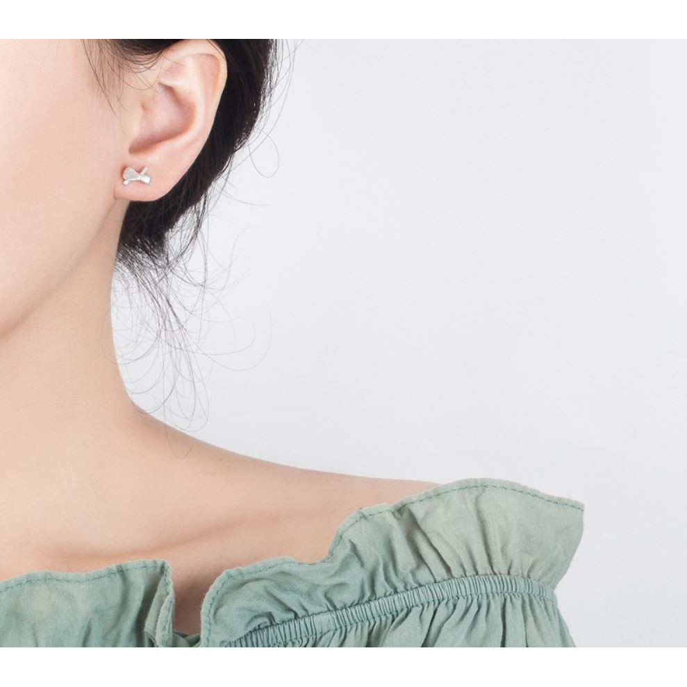 Bông tai EBI Nơ mạ Bạc 925