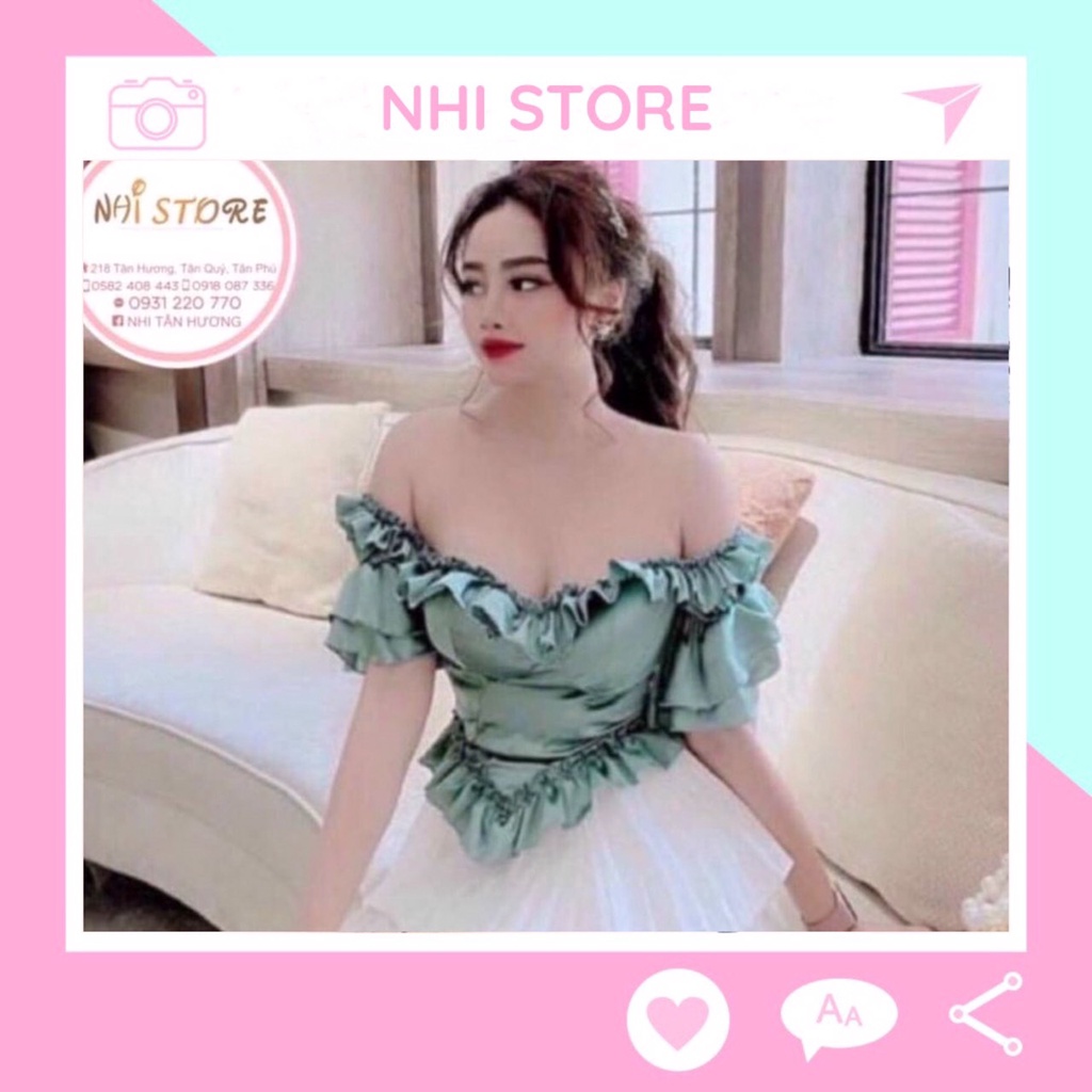 [FREESHIP 50K] Áo Croptop Cổ Vuông Tay Phồng Bèo Dún Lai Nhọn Sang Chảnh  NHISTORE Freesize Dưới 55kg