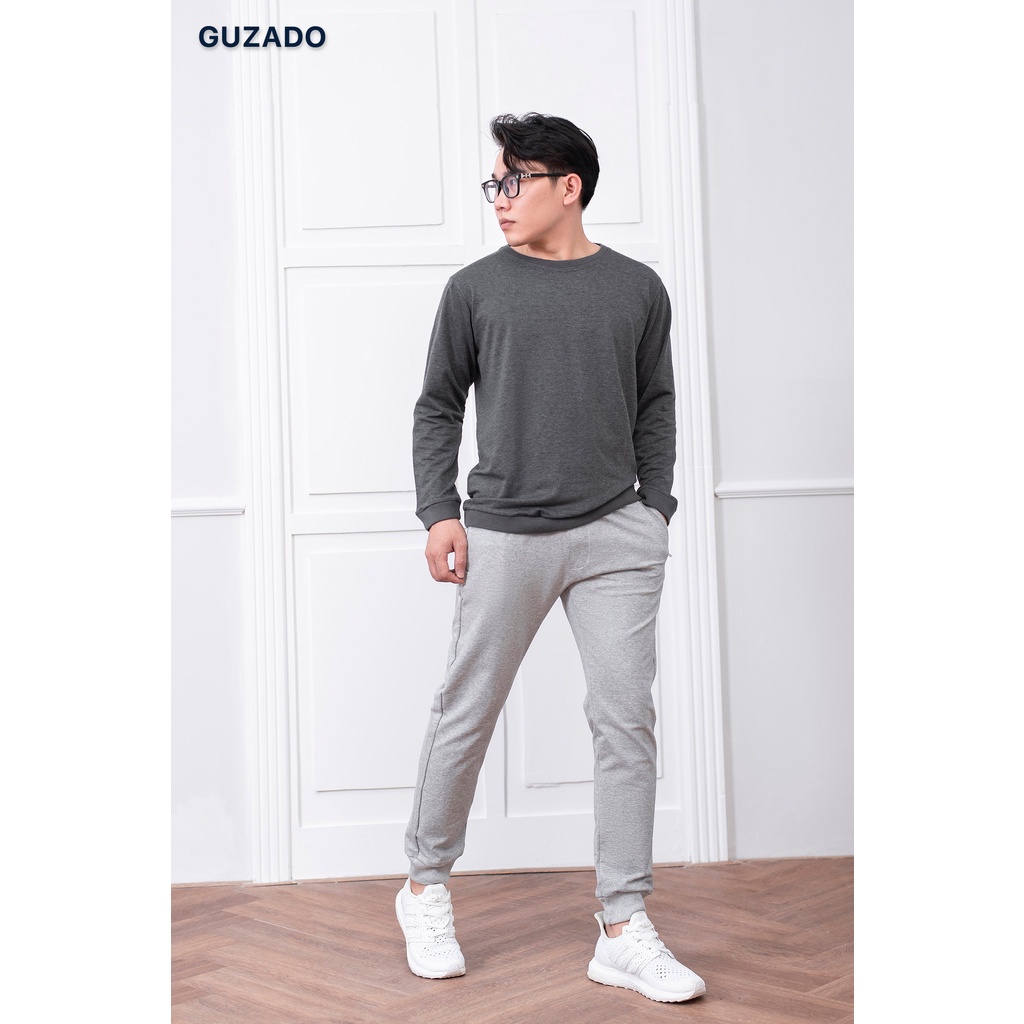 Áo nỉ nam GUZADO Cổ Tròn,Chất Cotton Cao Cấp,Form Regularfit Dễ Phối Đồ GTD2118