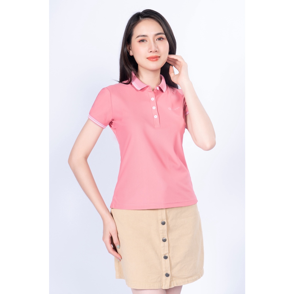 Áo Polo Nữ Nova Livan Sport Màu Hồng Kháng Khuẩn Thoáng Khí Không Nhăn Cổ Bo Cao Cấp