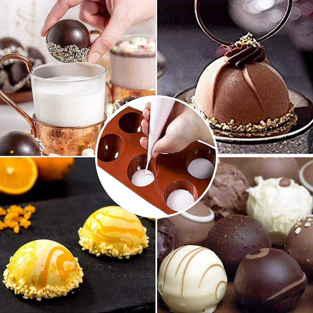 Khuôn Silicon ANAEAT Làm Bánh Cupcake Muffin Socola 6 Lỗ Hình Bán Cầu DIY