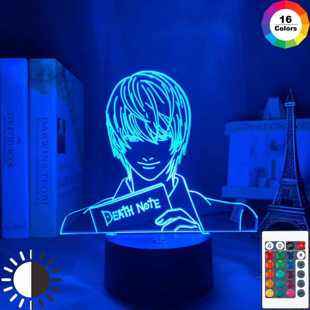 Đèn ngủ 3D hình nhân vật Lawliet Ryuuku trong phim Death Note có cổng sạc USB