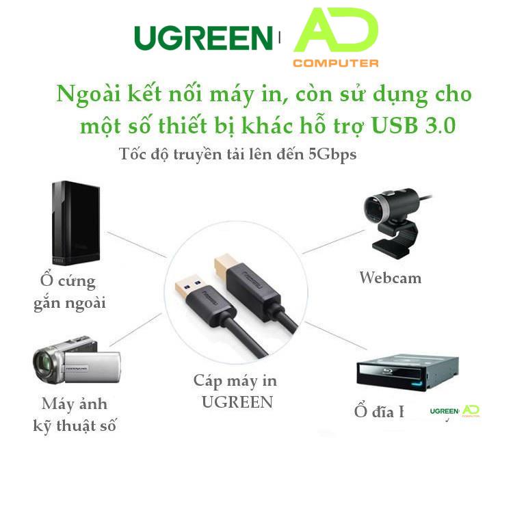 Dây máy in USB 3.0 đầu mạ vàng, dài từ 1-2m UGREEN US210