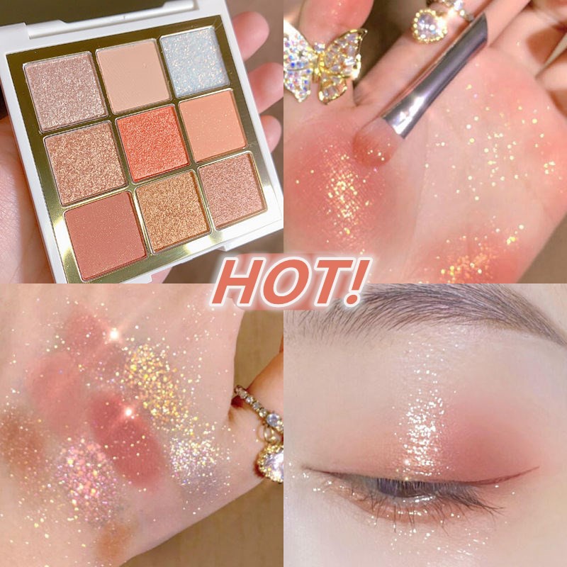 [Hàng mới về] Bảng phấn mắt Minshzee 9 màu lông nhũ ánh ngọc trai và tông lì