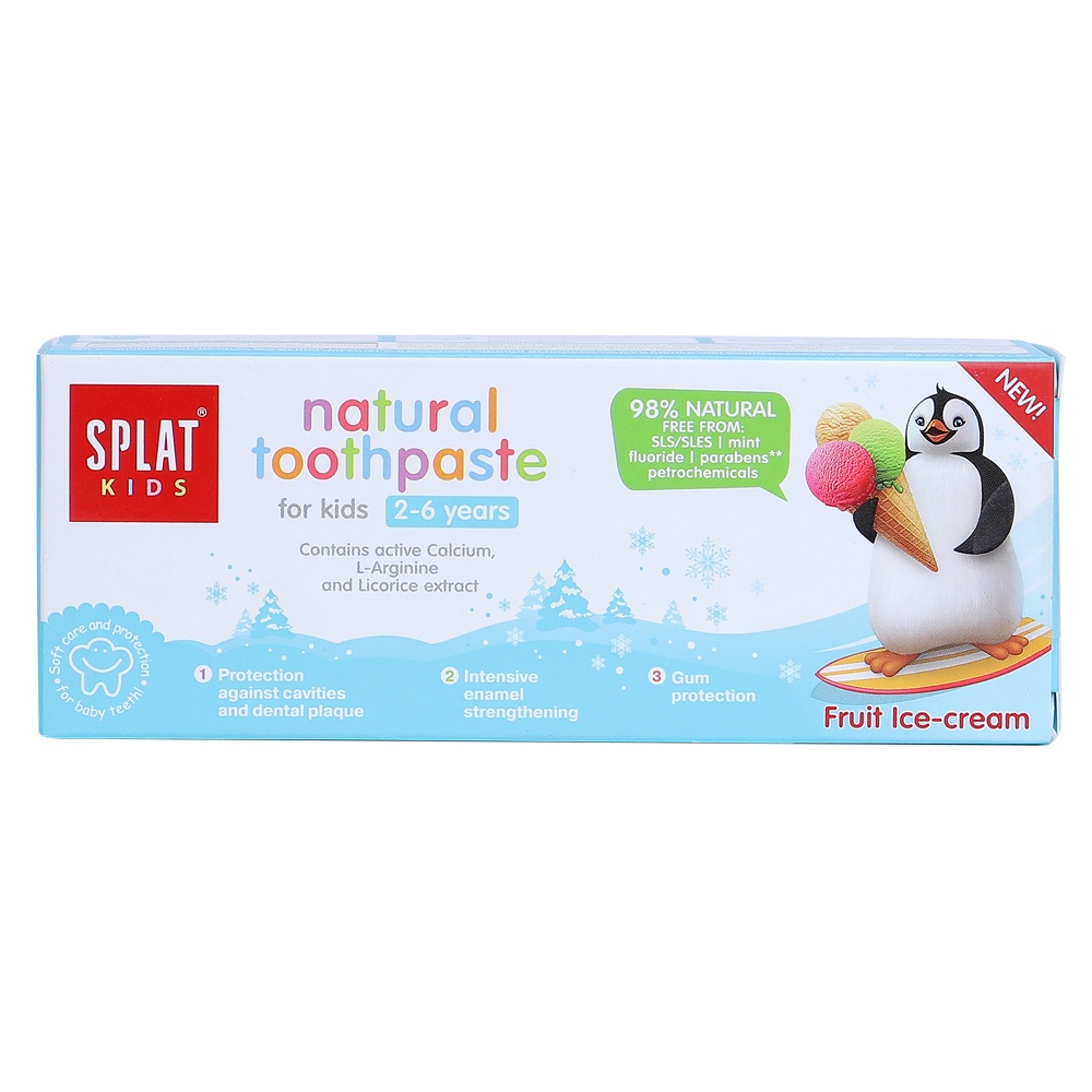 Kem đánh răng tự nhiên Splat Kids cho bé 2 - 6 tuổi - mùi kem trái cây