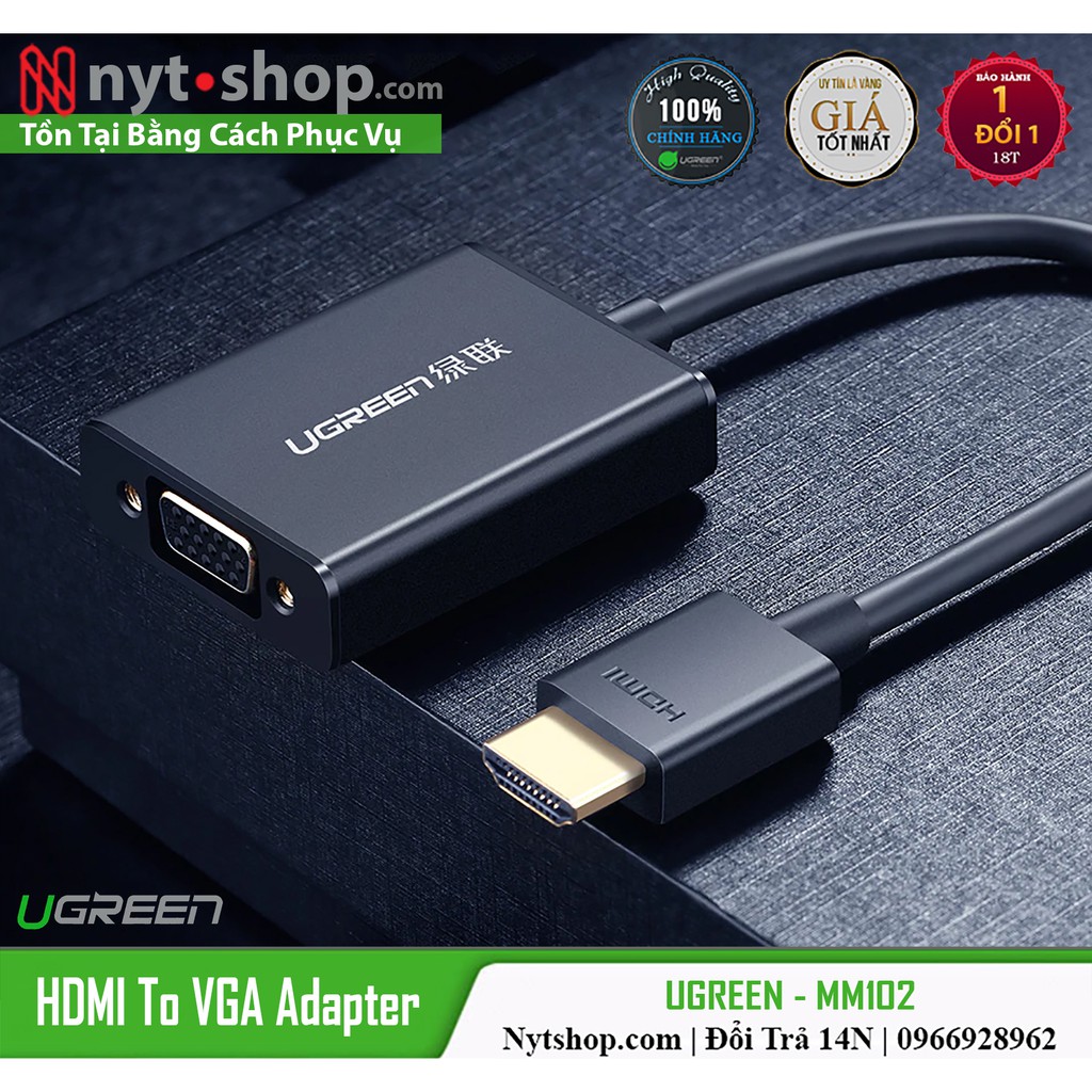 Cáp Chuyển HDMI ra VGA kèm Audio Cao Cấp UGREEN MM102 | Dây Tròn