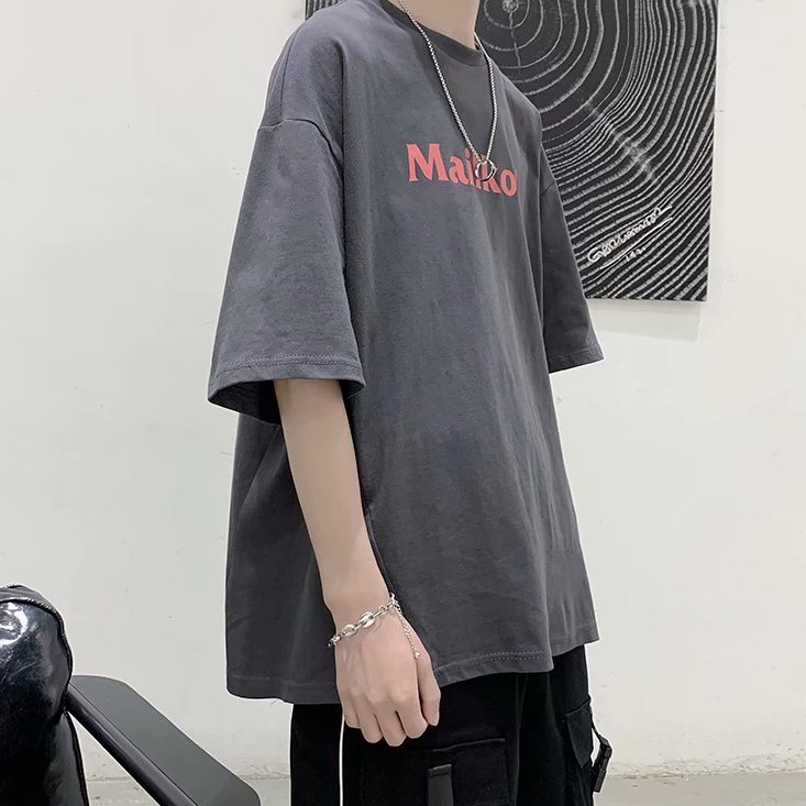 Áo Thun Tay Ngắn Cổ Tròn In Chữ Tiếng Anh Thiết Kế Trẻ Trung Phong Cách Hàn Quốc Cho Nam Size S-8XL