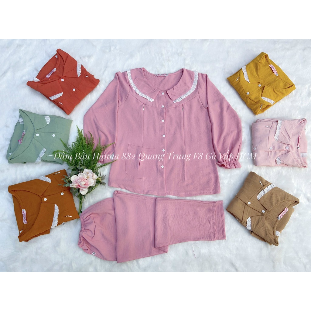 [HANNA SIZE 40-65KG] Đồ bầu dài cho bé ty vải đũi không nhăn mềm mát free size 40-65kg thấm mồ hôi tốt