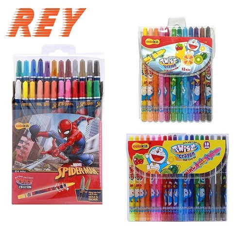 Bút sáp màu 𝑻𝒉𝒊𝒆̂𝒏 𝑳𝒐𝒏𝒈 dạng cây vặn 12 / 18 / 24 màu Colokit TCR-04/DO - TCR-05/DO - TCR-06/DO