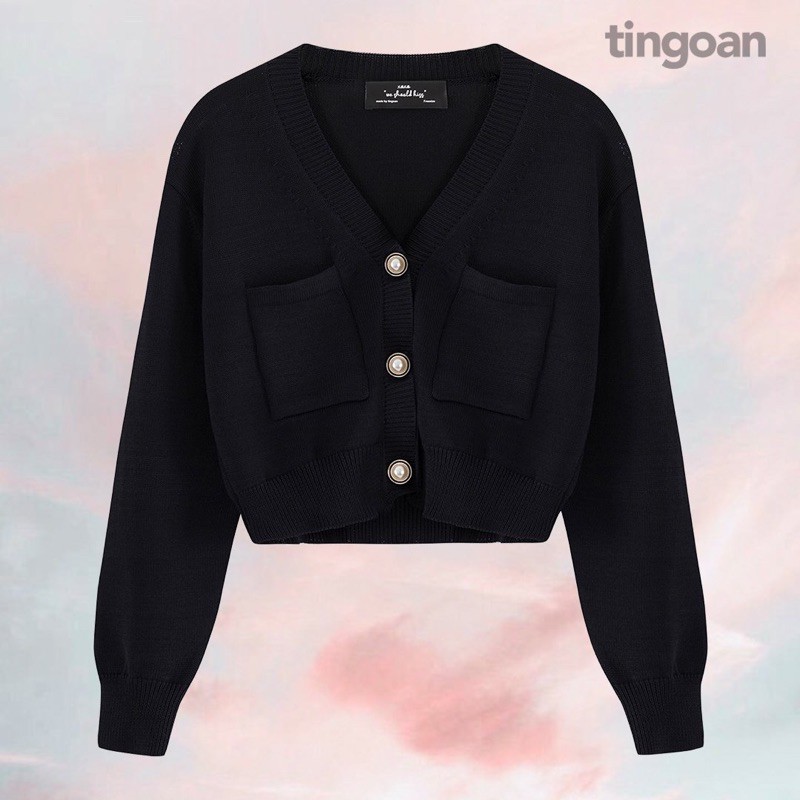 Áo croptop len mỏng đen tingoan VANILLA BABE TOP/BL