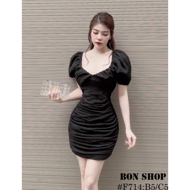 ĐẦM BODY TAY PHỒNG CỔ chữ U CHẤT XỐP ĐẸP