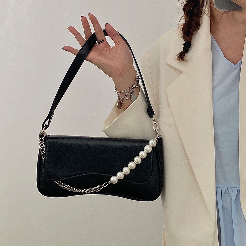 Túi Xách JASMIN NOIR Da PU Đeo Chéo Đính Ngọc Trai Thời Trang Dành Cho Nữ