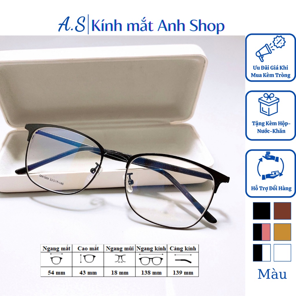 Kính bầu tròn thời trang nam nữ chất liệu kim loại kết hợp càng kính bằng nhựa 1009