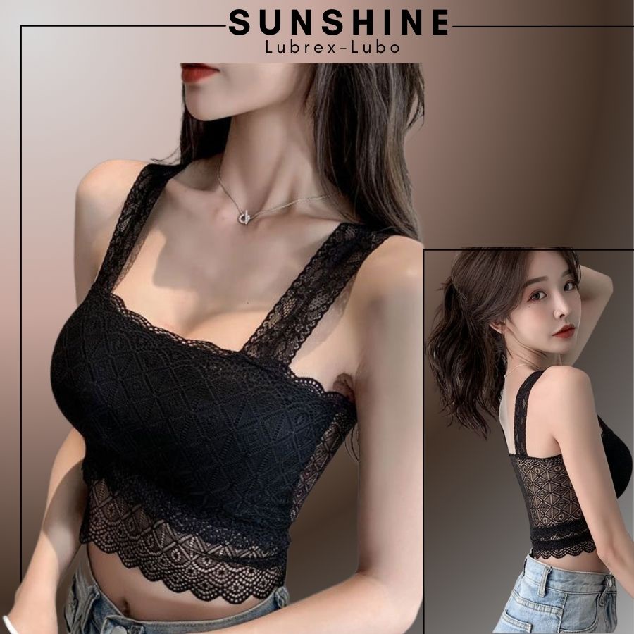 Áo bra áo 2 dây viền ren dáng croptop sexy cho nữ cao cấp -Sunshine HDBRA